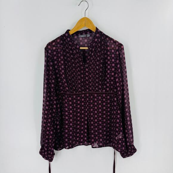 Apt. 9 Sheer Babydoll Blouse Size L Y2K Burnout Velvet Floral Boho Top - Picture 8 of 9